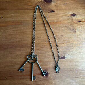 VTG Glam Naturals Bronze Toned 35 inch Long Chain with Three Separate Keys